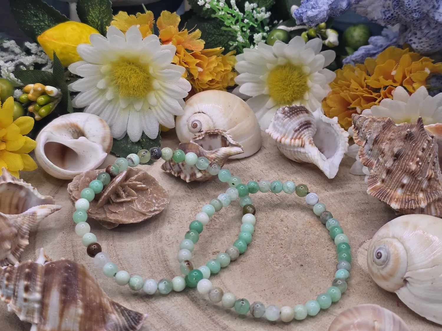 La Fenice Indaco Bracciale Crisoprasio Naturale Sfere 4mm