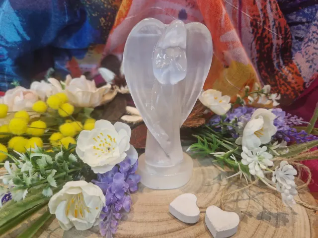 La Fenice Indaco Angelo selenite pietra naturale 12 cm