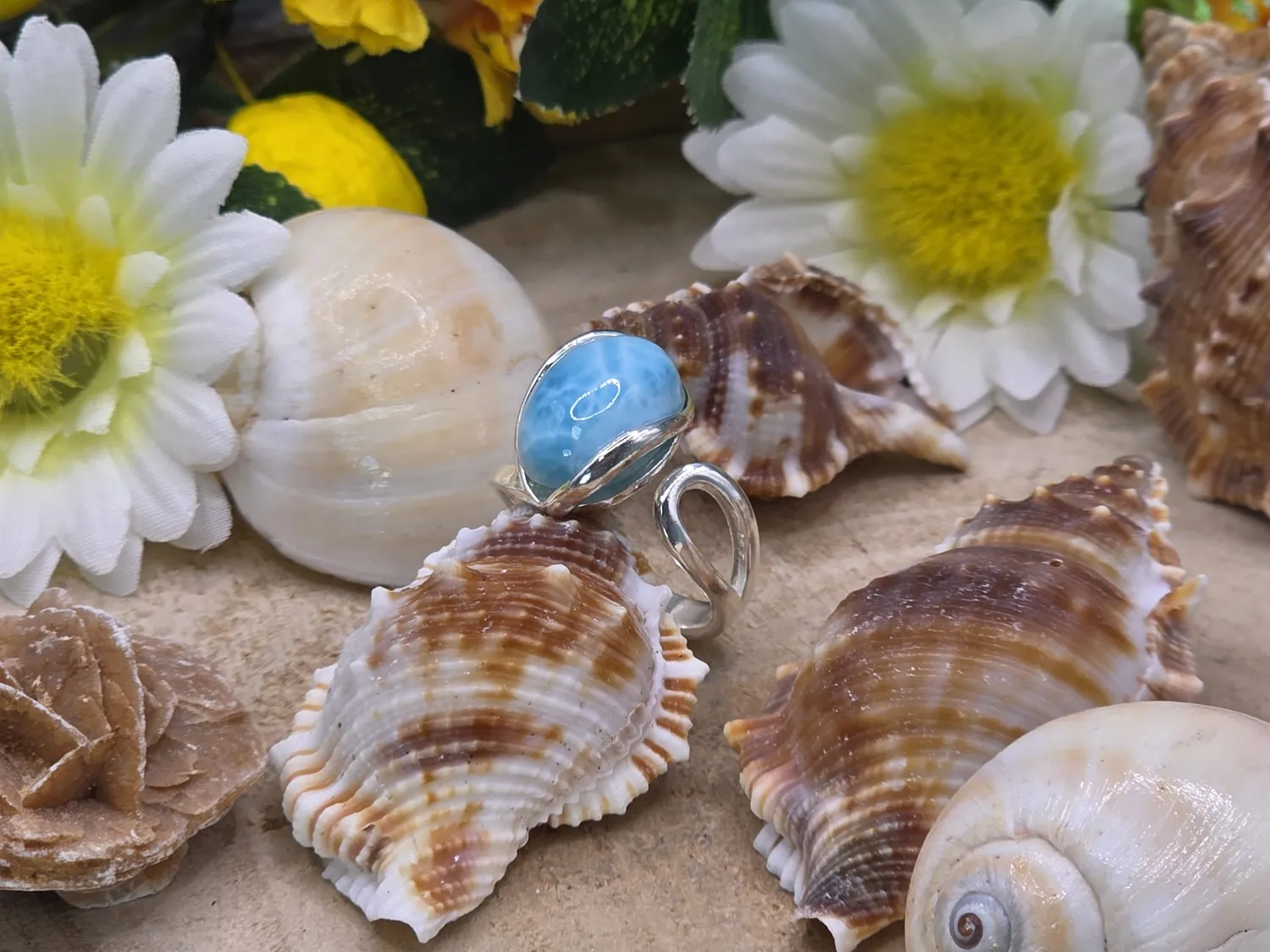 La Fenice Indaco Larimar Anello in Argento Pietra Naturale