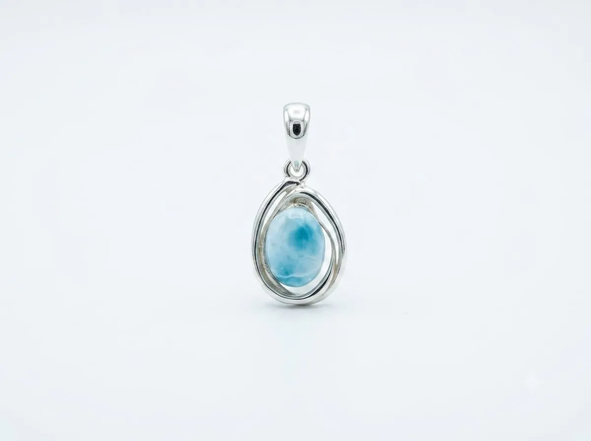 La Fenice Indaco Goccia Mini Larimar Ciondolo Argento
