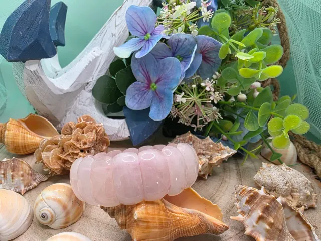 La Fenice Indaco Bracciale fascia quarzo rosa naturale