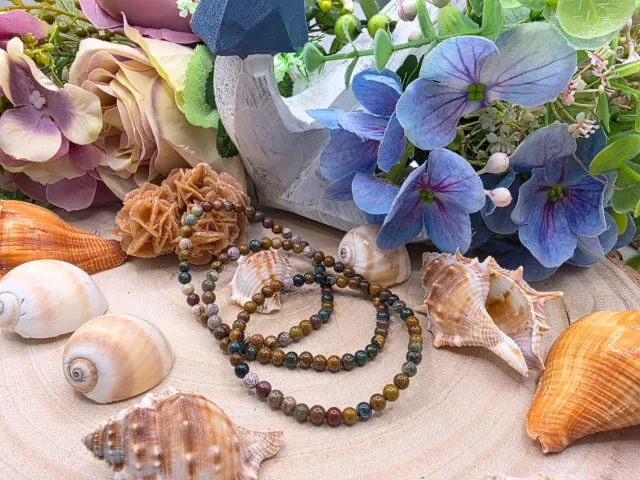 La Fenice Indaco Bracciale Diaspro Oceano naturale 4mm