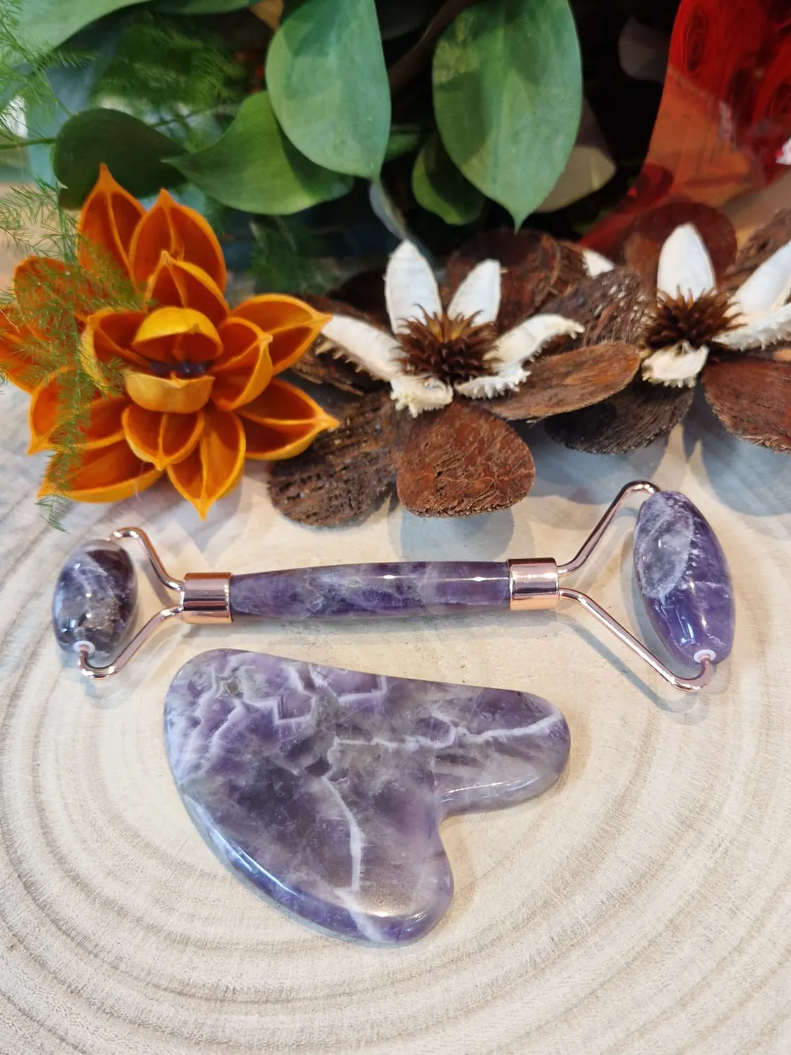 La Fenice Indaco Set Massaggiatori Viso roller e gua sha