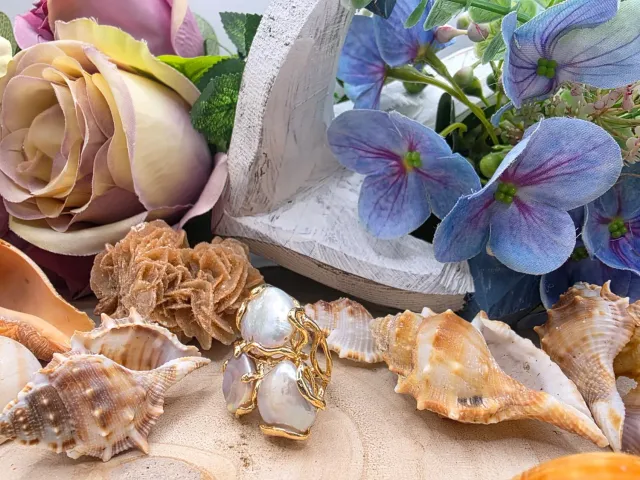 La Fenice Indaco Anello Perla naturale regolabile bronzo