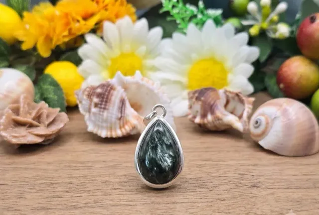 La Fenice Indaco Ciondolo Serafinite Naturale Argento