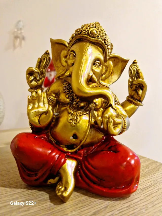 La Fenice Indaco Statua Ganesh oro rosso 18cm