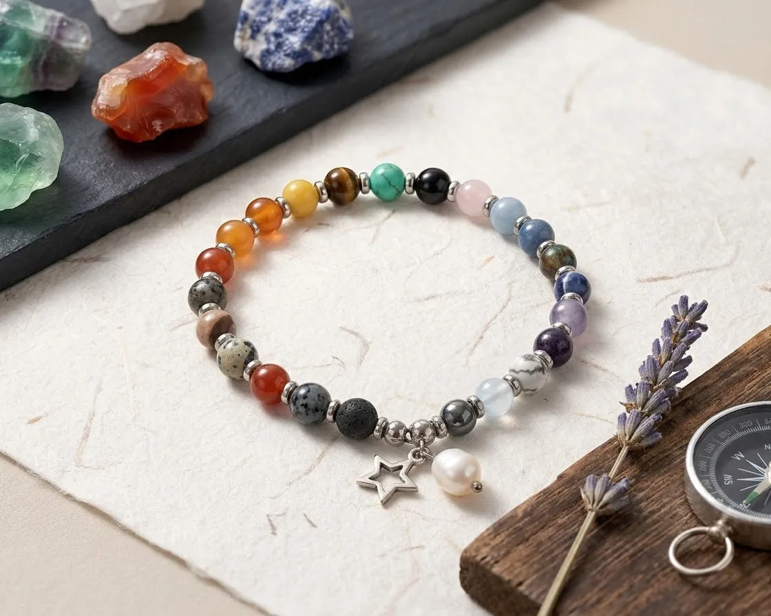 La Fenice Indaco Bracciale pietre naturali con perle