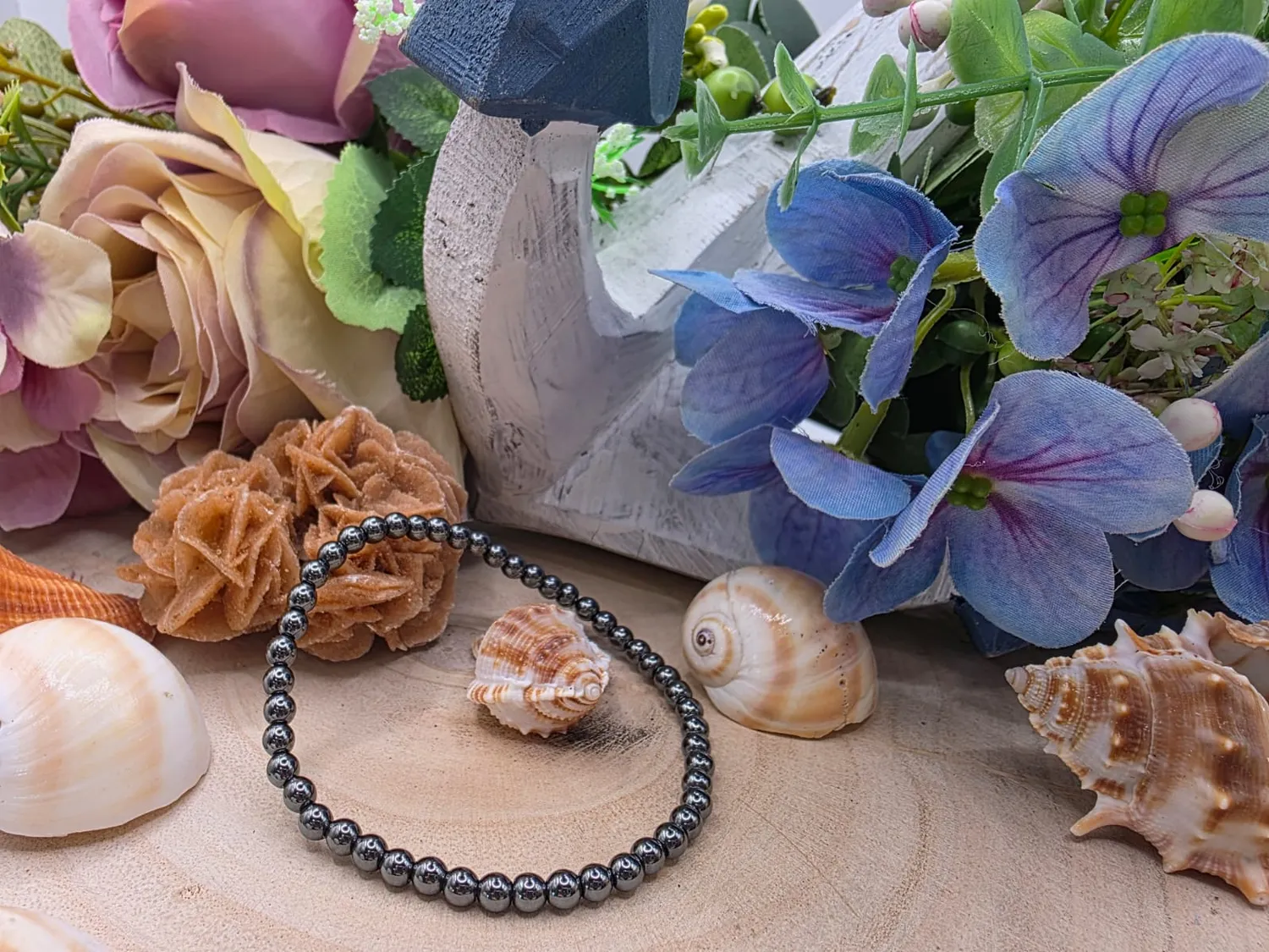 La Fenice Indaco bracciale ematite 4mm pietra protettiva