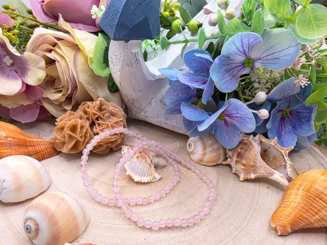 La Fenice Indaco Bracciale quarzo rosa 4 mm pietra naturale amore