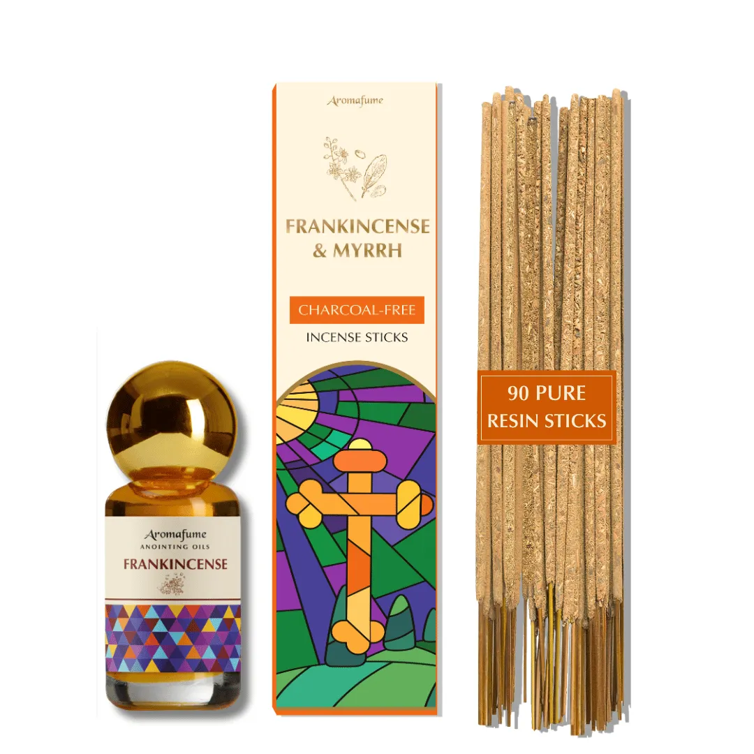 Aromafume Frankincense & Myrrh bastoncini d’incenso 90 pz e olio