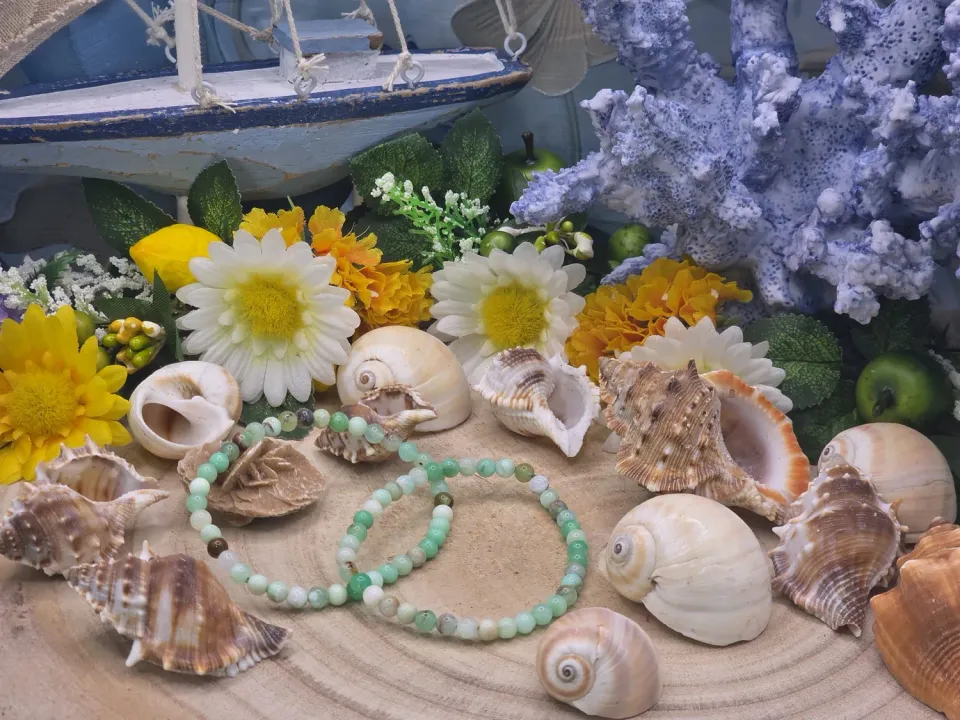 La Fenice Indaco Bracciale Crisoprasio Naturale Sfere 4mm