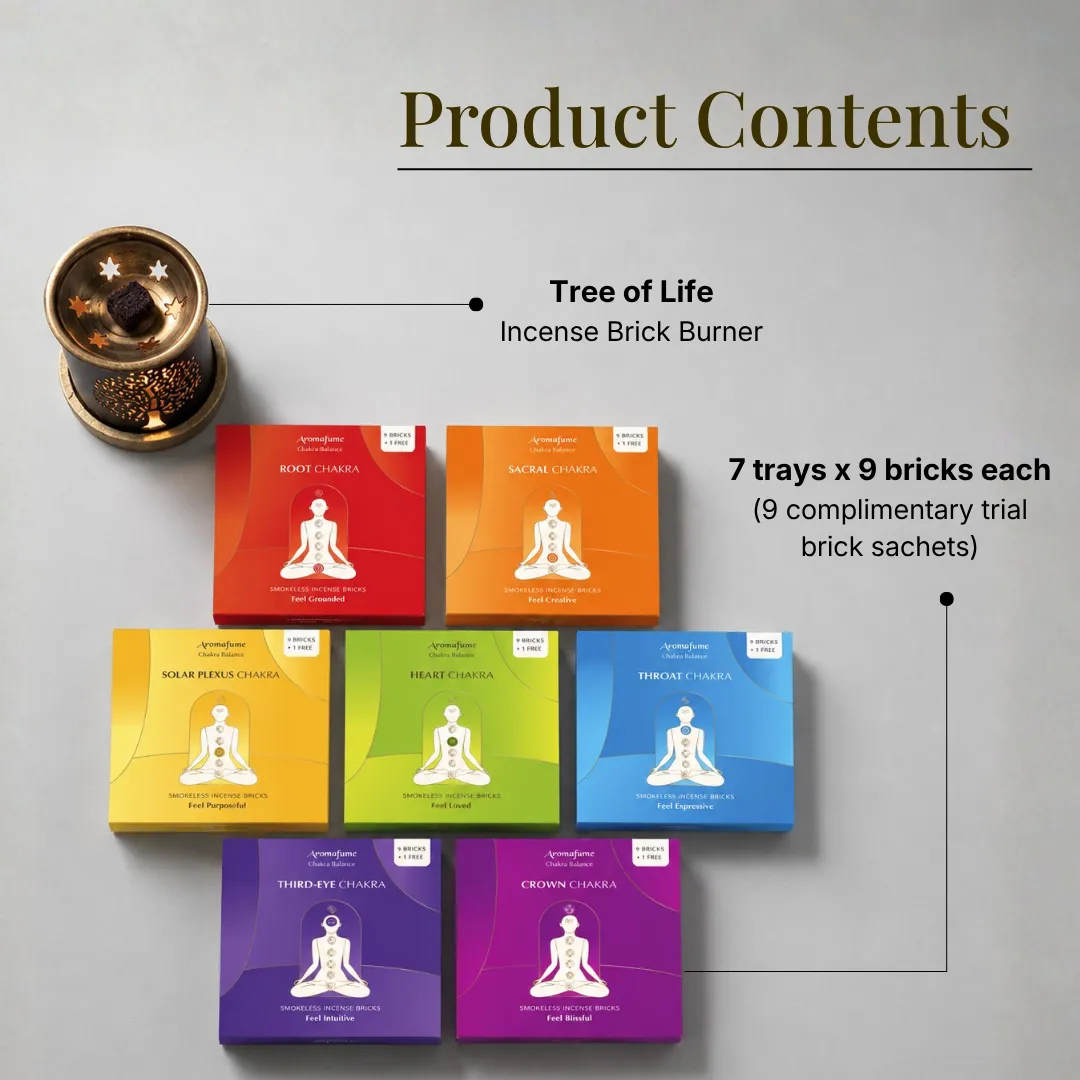 Aromafume 7 Chakra Mattoncini Incenso 70 Pezzi + Bruciatore