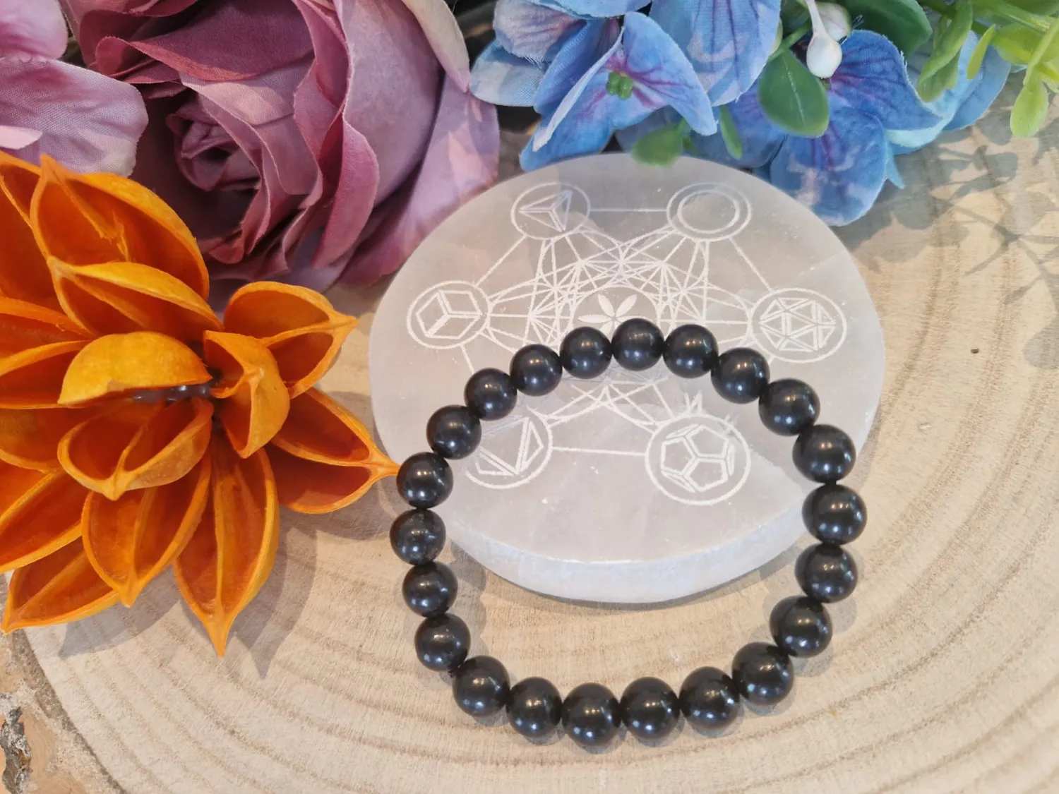 La Fenice Indaco bracciale shungite pietra naturale