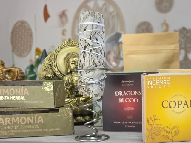 La Fenice Indaco Spirale metallo brucia smudge salvia purificazione
