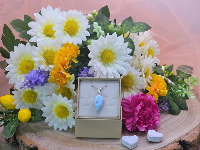 La Fenice Indaco Ciondolo aluccia Larimar 2x1 cm argento