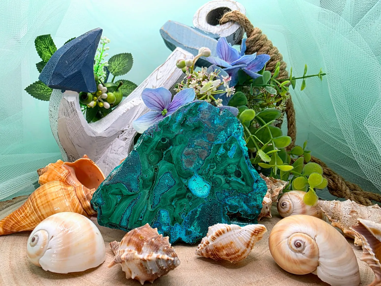 La Fenice Indaco Fetta Malachite Crisocolla Levigata