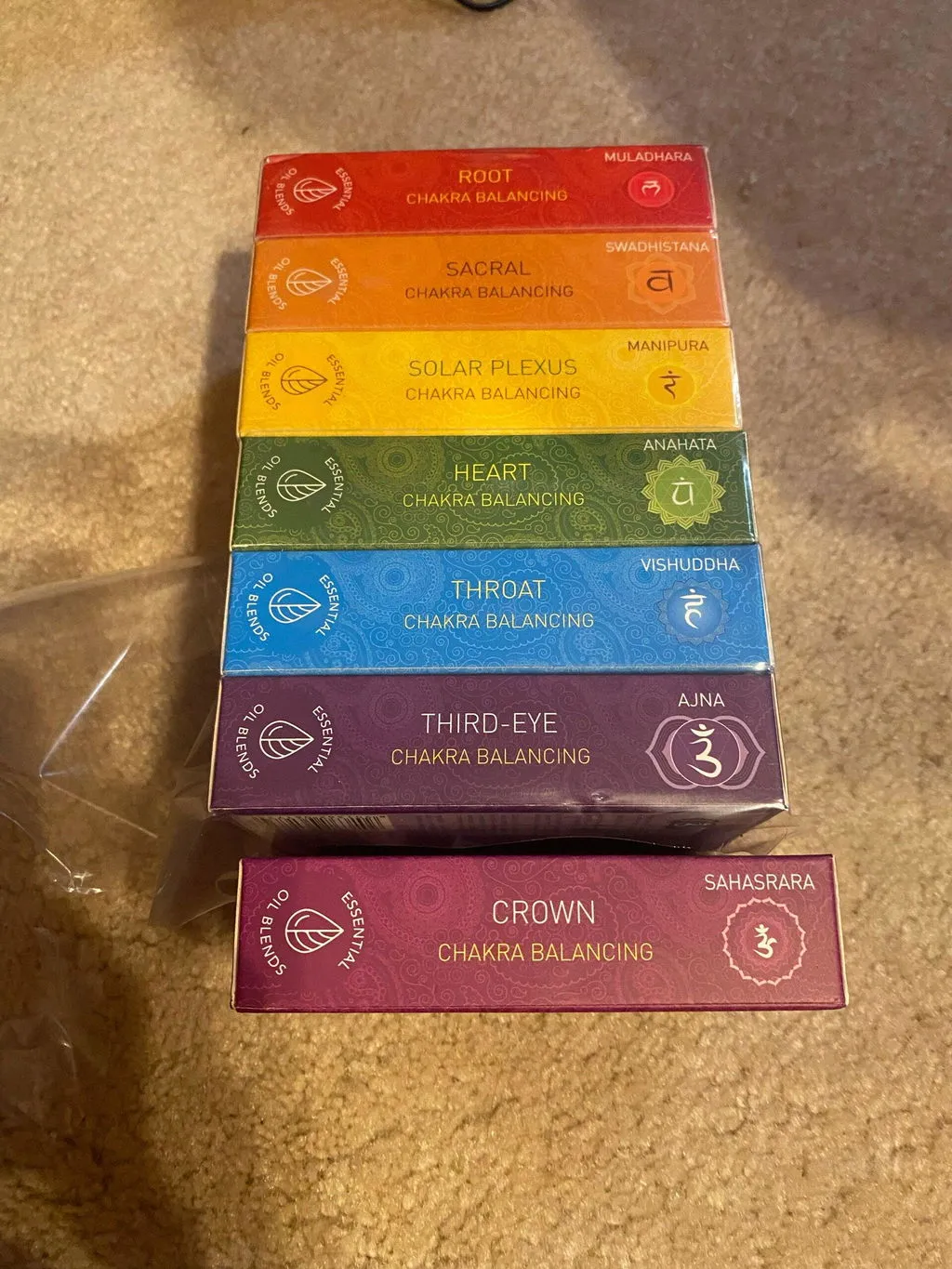 Aromafume 7 Chakra oli essenziali roll-on 6 ml set regalo