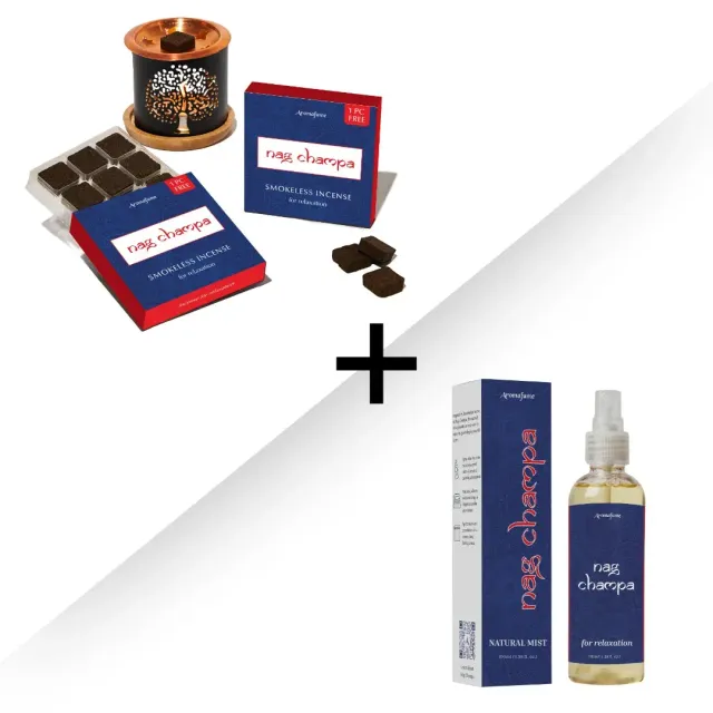Aromafume Nag Champa Kit Mattoncini Incenso 14 Pezzi + Spray 100 ml