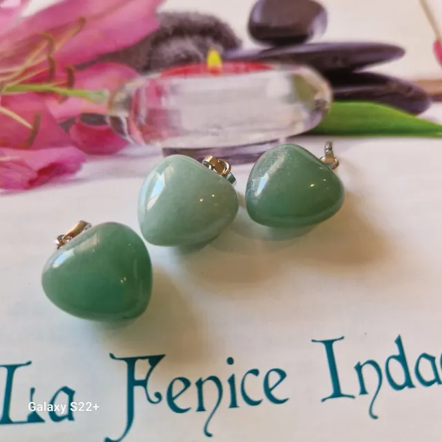 La Fenice Indaco Ciondolo cuore pietra naturale con catenina