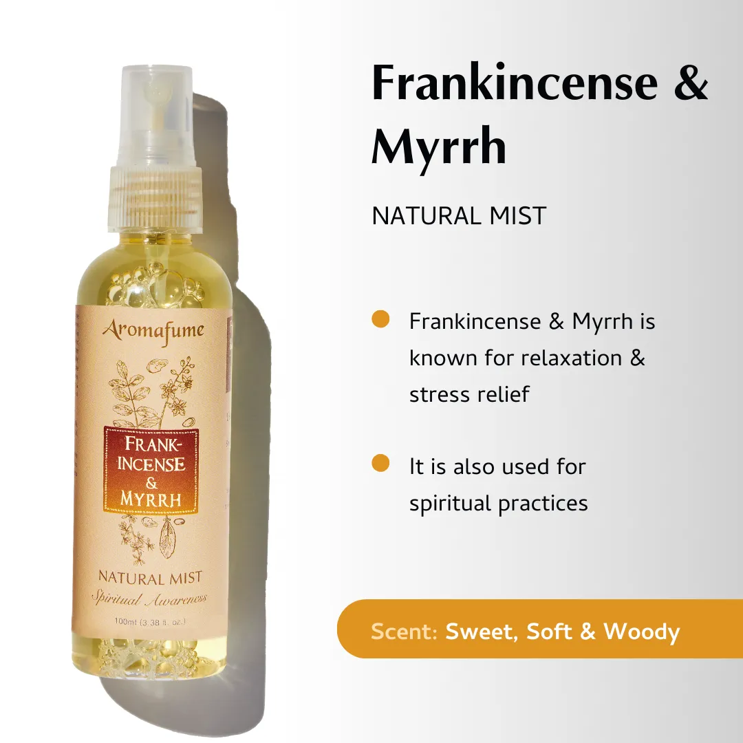 Aromafume Frankincense & Myrrh Mist + Nag Champa Mist spray ambiente