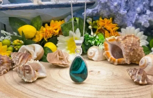 La Fenice Indaco Ciondolo Crisocolla Malachite Argento