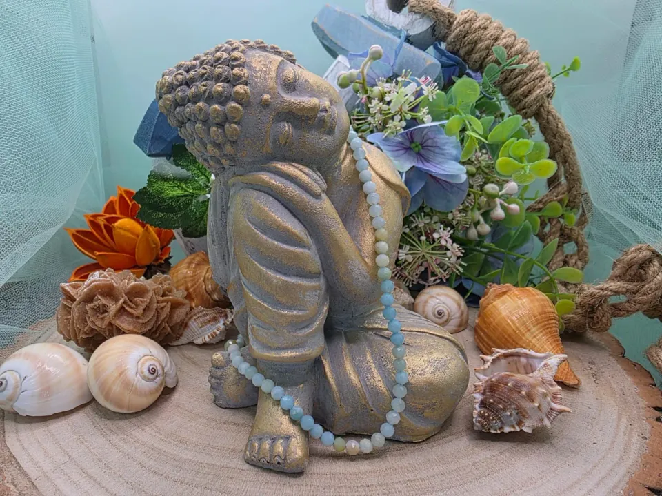 La Fenice Indaco Girocollo 4mm Amazzonite collana 37 cm naturale