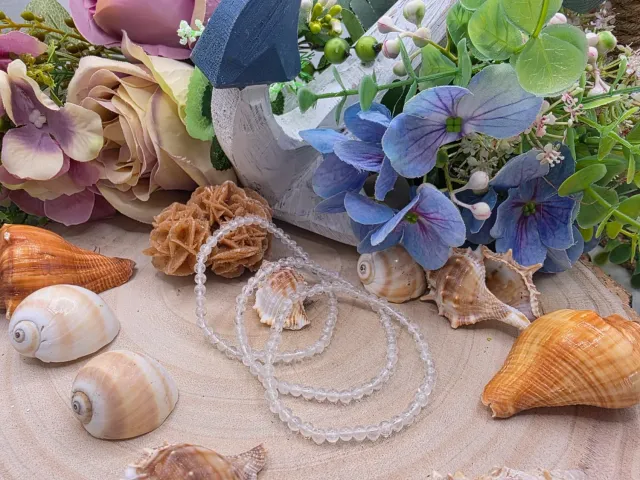 La Fenice Indaco Bracciale 4mm Quarzo Ialino pietra naturale