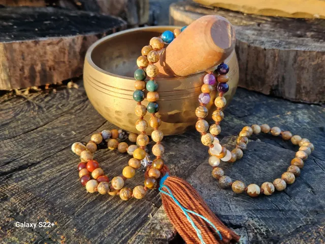 La Fenice Indaco Mala 108 pietre naturali 7 chakra