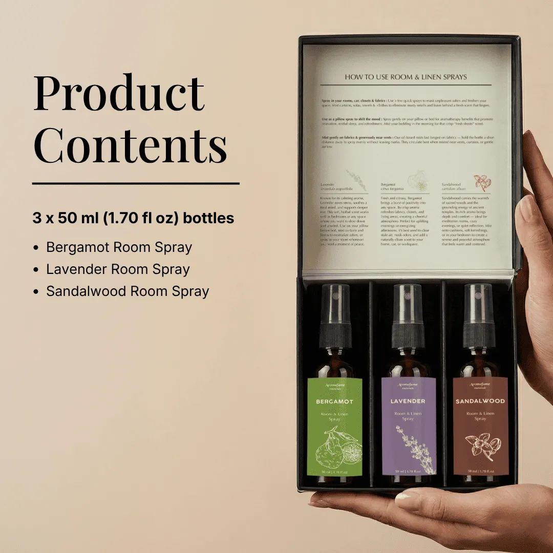 Aromafume 100% Natural Room & Linen Spray Set spray ambiente 3x50 ml