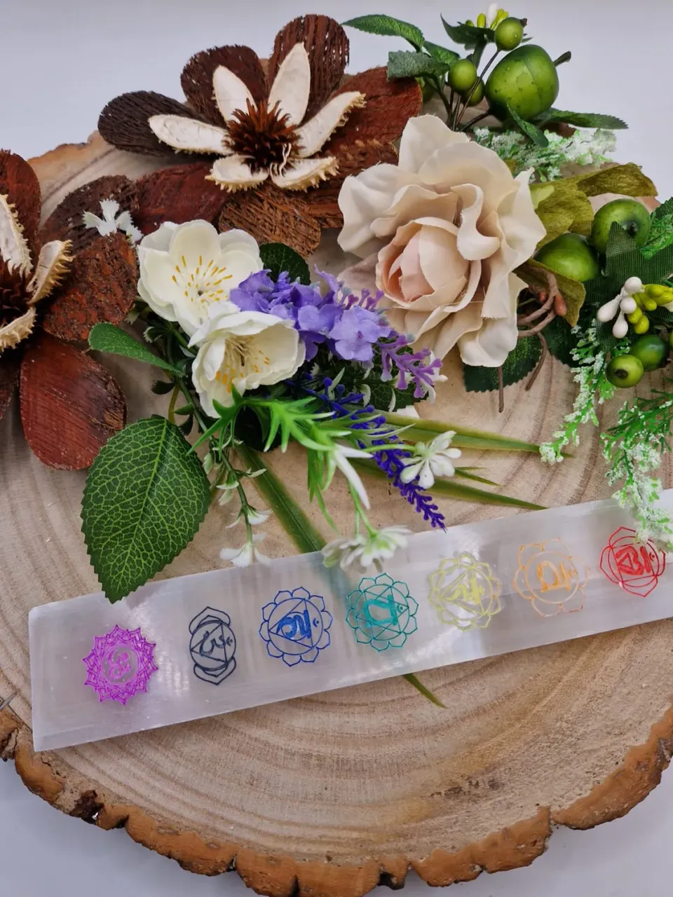 La Fenice Indaco Bacchetta selenite 7 chakra purificazione