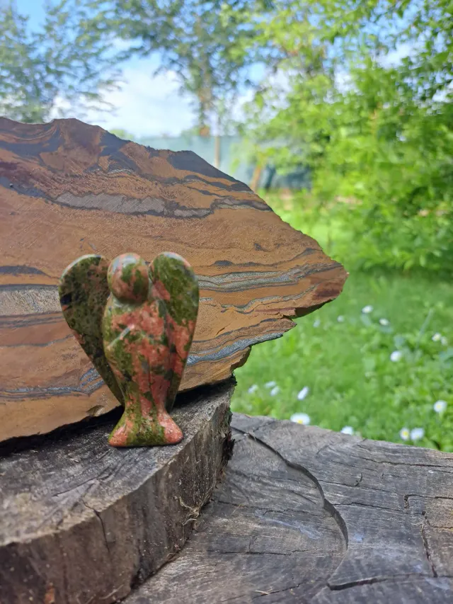La Fenice Indaco Angelo unakite pietra naturale 8 cm