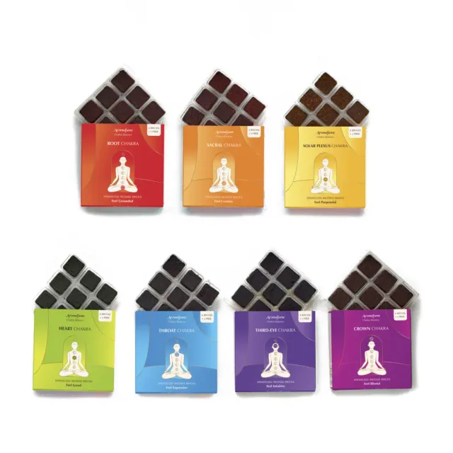 Aromafume 7 Chakra Mattoncini Incenso 63 Pezzi Riequilibrio