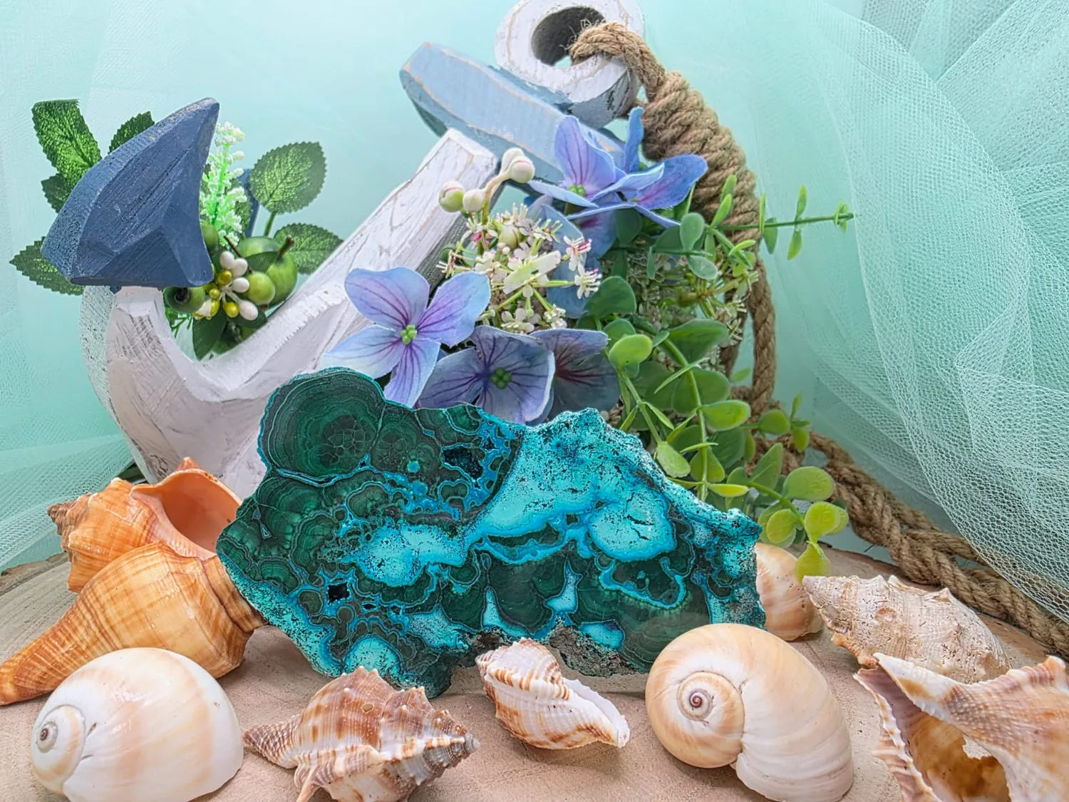 La Fenice Indaco Fetta Malachite Crisocolla Levigata