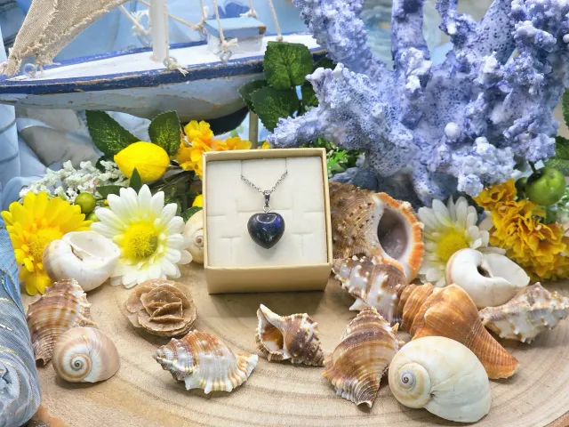 La Fenice Indaco Ciondolo Cuore Labradorite pietra naturale catena
