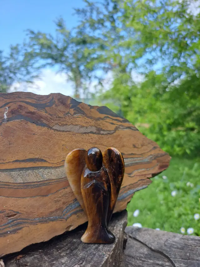 La Fenice Indaco Angelo occhio di tigre pietra naturale 8cm