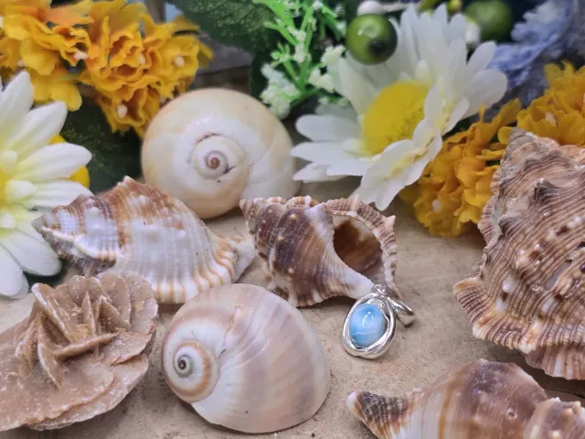 La Fenice Indaco Goccia Mini Larimar Ciondolo Argento