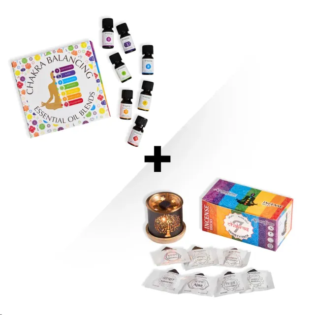 Aromafume 7 Chakra kit benessere mattoncini e oli gelsomino