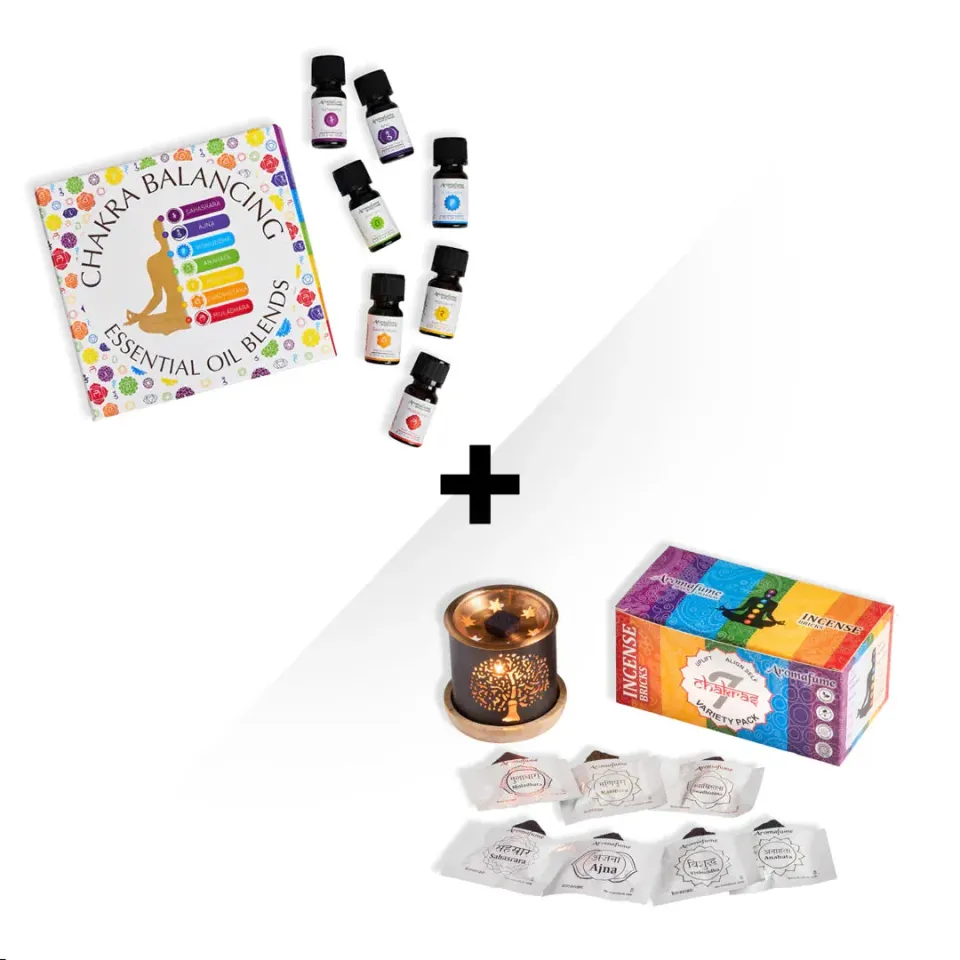 Aromafume 7 Chakra kit benessere mattoncini e oli gelsomino