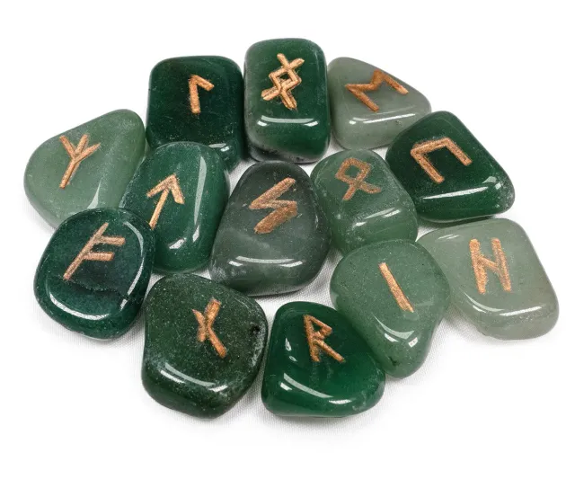 Lo Scarabeo Green Aventurine rune avventurina verde 25 pezzi