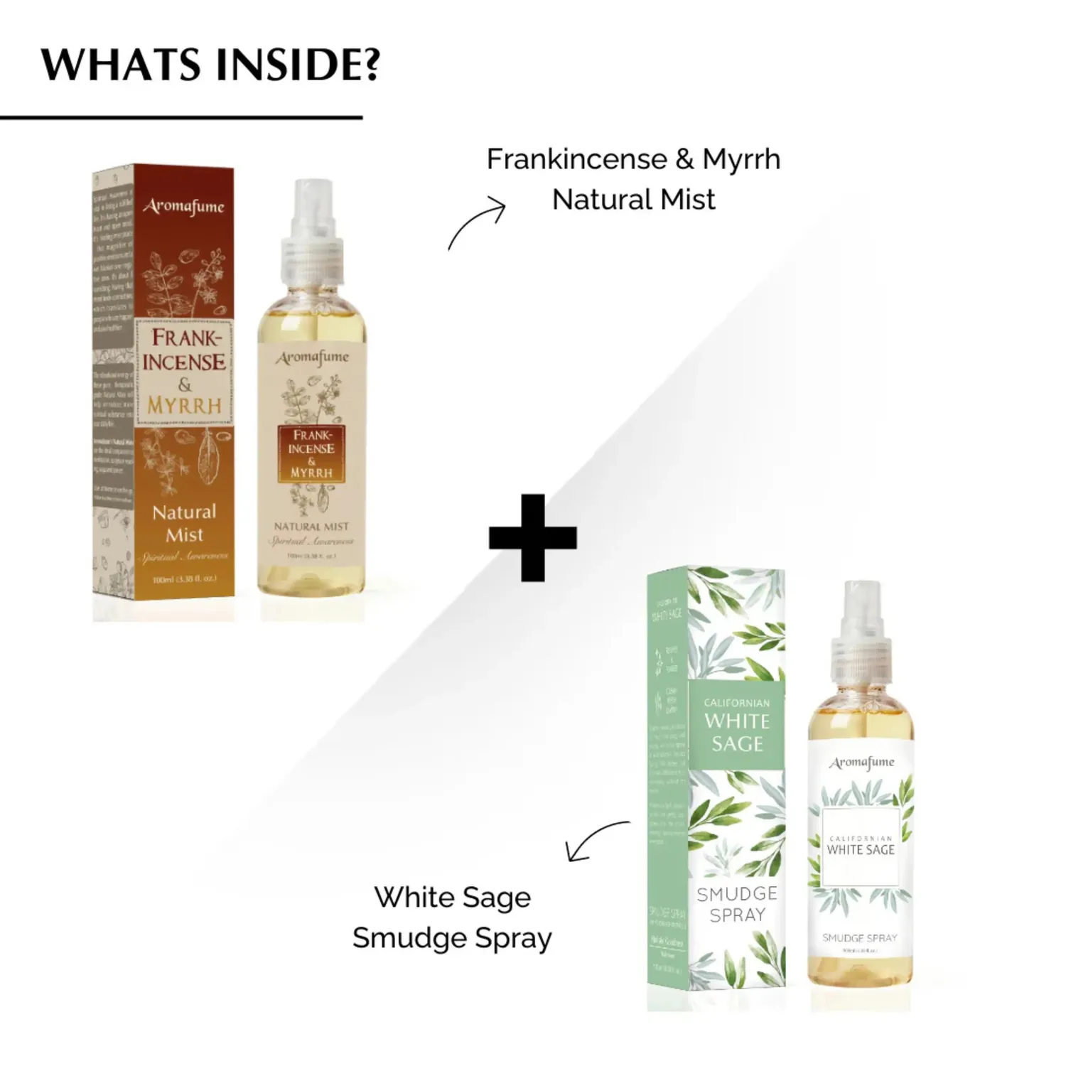 Aromafume Frankincense Myrrh White Sage kit 2 spray