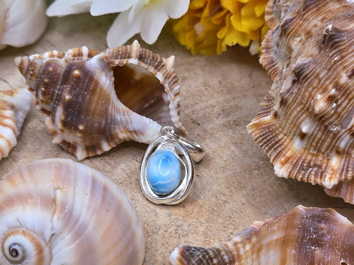 La Fenice Indaco Goccia Mini Larimar Ciondolo Argento