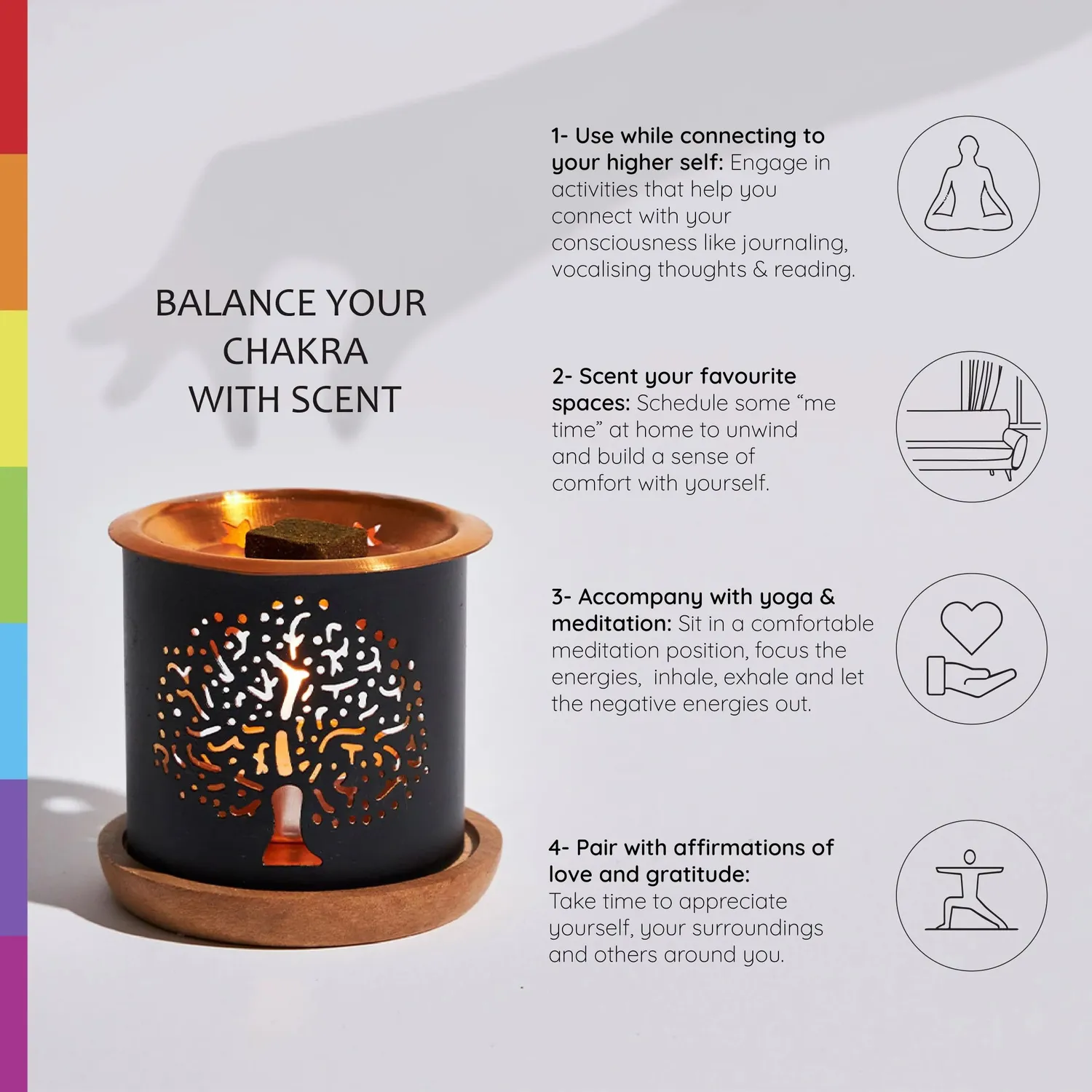 Aromafume 7 Chakra kit benessere mattoncini e oli gelsomino
