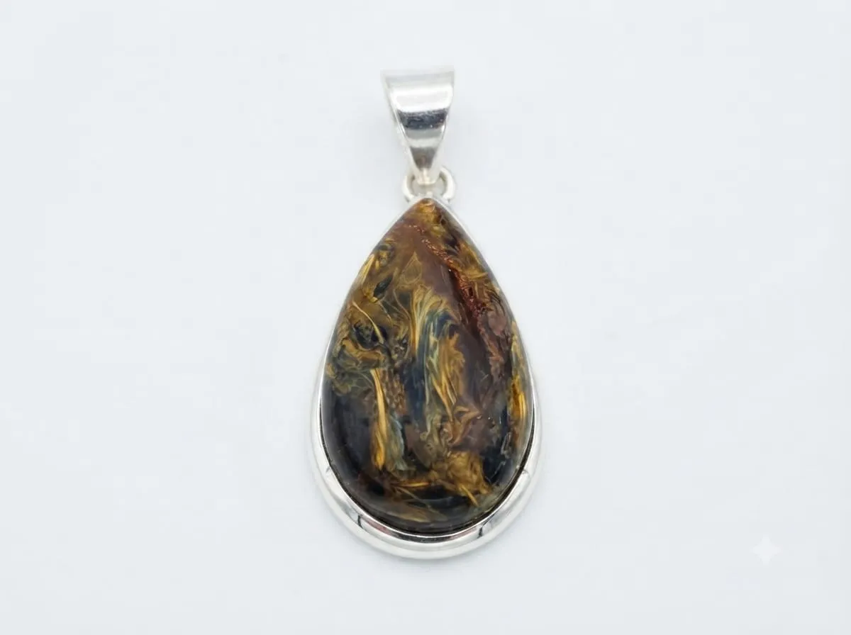 La Fenice Indaco Pietersite ciondolo goccia naturale argento