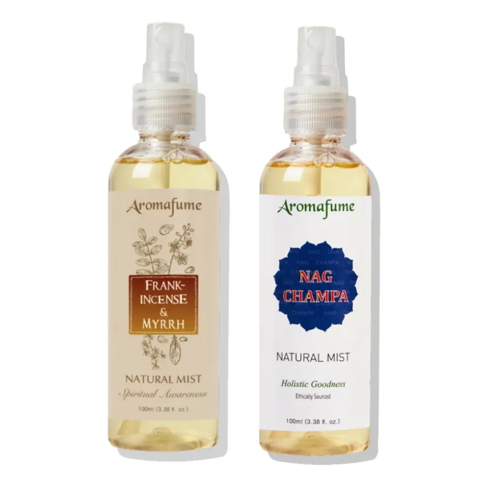 Aromafume Frankincense & Myrrh Mist + Nag Champa Mist spray ambiente