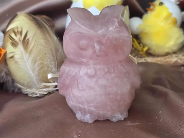 La Fenice Indaco Gufo Quarzo Rosa statuetta amore