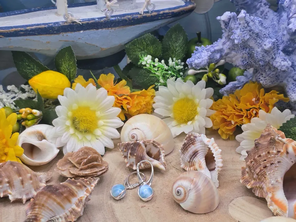 La Fenice Indaco Orecchini Larimar pietra naturale