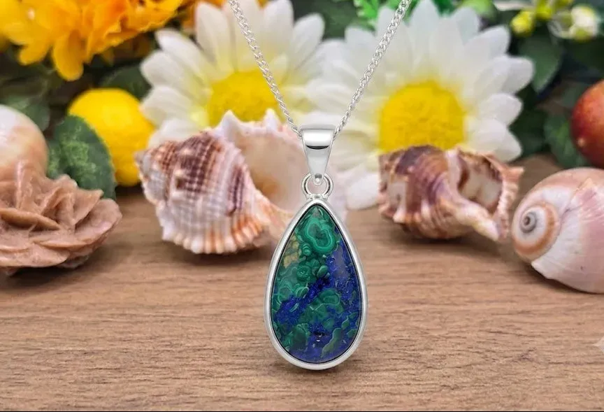 La Fenice Indaco Ciondolo Azzurrite naturale argento