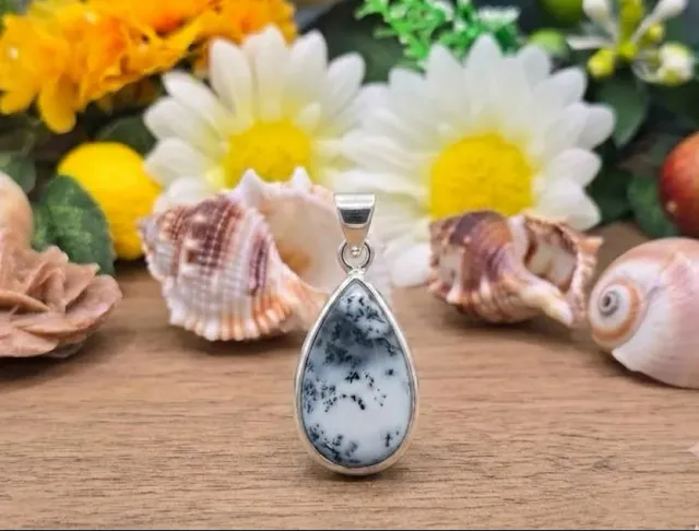 La Fenice Indaco Ciondolo agata dendritica su argento